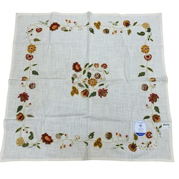 April Cornell Other - April Cornell Trellis Tea Tablecloth 36x36 Cream Embroidered Cottagecore Boho